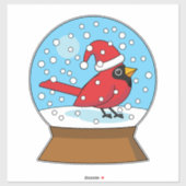 Sticker Globe des neiges avec cardinal rouge mignon (Feuille)
