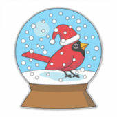 Sticker Globe des neiges avec cardinal rouge mignon (Devant)