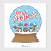 Sticker Globe des neiges avec trois Chouettes Gnomes (Feuille)