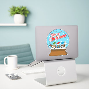 Sticker Globe des neiges avec trois Chouettes Gnomes