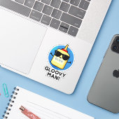Sticker Gloovy Man Funny Super Glue Pun (Ordinateur portable avec iPhone)