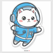 Sticker Glossy Transparent -Cute Astronaut Cat 14x14 (Feuille)