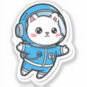 Sticker Glossy Transparent -Cute Astronaut Cat 2x2 (Recto)