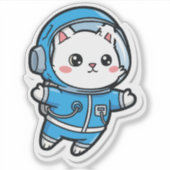 Sticker Glossy Transparent -Cute Astronaut Cat 4x4 (Devant)