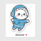 Sticker Glossy Transparent -Cute Astronaut Cat 4x4 (Feuille)