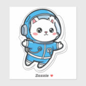 Sticker Glossy Transparent -Cute Astronaut Cat 6x6 (Feuille)