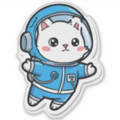 Sticker Glossy Transparent -Cute Astronaut Cat 6x6 (Devant)