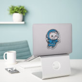 Sticker Glossy Transparent -Cute Astronaut Cat 6x6 (Ordinateur portable sur le bureau)