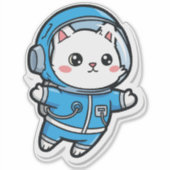 Sticker Glossy Transparent -Cute Astronaut Cat 8x8 (Devant)