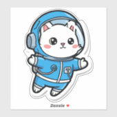 Sticker Glossy Transparent -Cute Astronaut Cat 8x8 (Feuille)