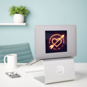 Sticker glowing image of a heart with cupid's arrow (Ordinateur portable sur le bureau)