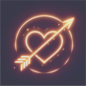 Sticker glowing image of a heart with cupid's arrow (Devant)