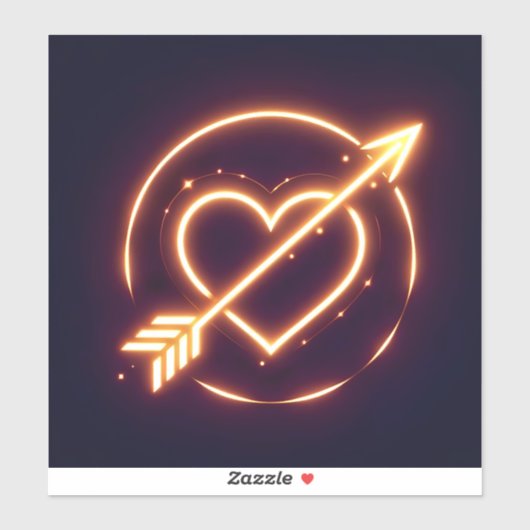 Sticker glowing image of a heart with cupid's arrow (Feuille)