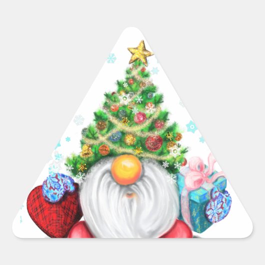 Sticker Gnome avec Casquette et cadeau d'arbre de  (Devant)