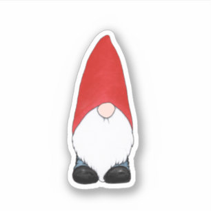 Sticker Gnome avec Casquette rouge court