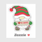 Sticker Gnome avec chapeau vert et blanc Noël (Feuille)