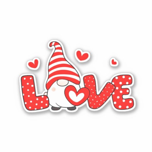 Sticker Gnome de la Saint-Valentin mignon (Devant)
