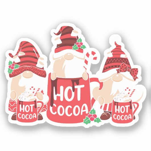 Sticker Gnome de Noël et cacao chaud (Recto)