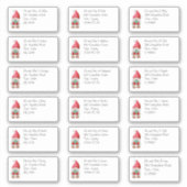 Sticker Gnome de Noël mignon Nom et adresse individuels (Devant)