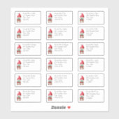Sticker Gnome de Noël mignon Nom et adresse individuels (Feuille)
