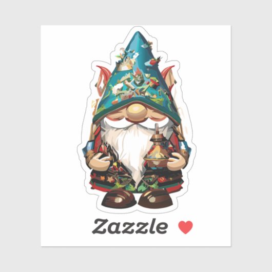 Sticker Gnome du Jardin mignon (Feuille)