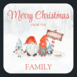 Sticker Gnome Family Four Christmas<br><div class="desc">Autocollant de Noël Gnome Family of Four Christmas Sticker doux et amusant gnome famille Noël autocollant avec une famille de quatre. Un papa gnome,  maman gnome et des enfants ou des enfants féminins et masculins. Cet autocollant de Noël est un ajout pour vos amis et cadeaux de famille.</div>