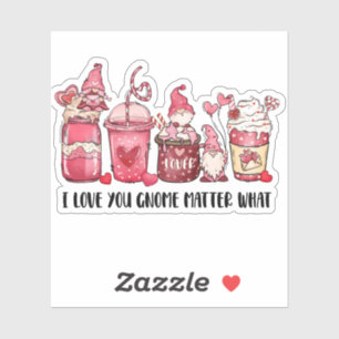 Sticker Gnome Love You Pink Red Coffee Valentine's