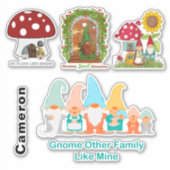 Sticker Gnome Mushroom Home Family Collection Ajouter un n (Devant)