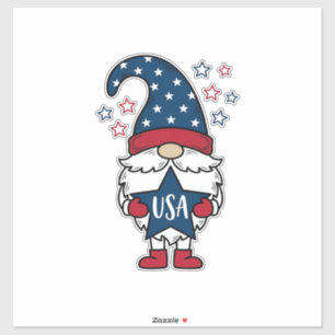 Sticker Gnome Patriotique USA Étoile Vectorielle Conceptio