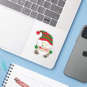 Sticker Gnome With Green and White Hat Christmas (Ordinateur portable avec iPhone)
