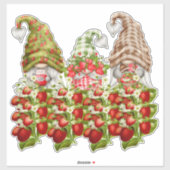 Sticker Gnomes de fraises un champ de fraises 14"x14" (Feuille)