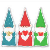 Sticker Gnomes de Noël en bleu vert et rouge (Devant)