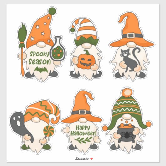 Sticker Gnomes d'Halloween mignon (Feuille)
