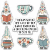 Sticker Gnomes, livres et thé (Devant)