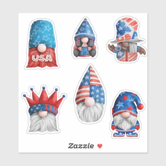 Sticker Gnomes Party aux Etats-Unis (Feuille)
