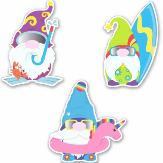 Sticker Gnomes sur vacances d'été amusant (Devant)
