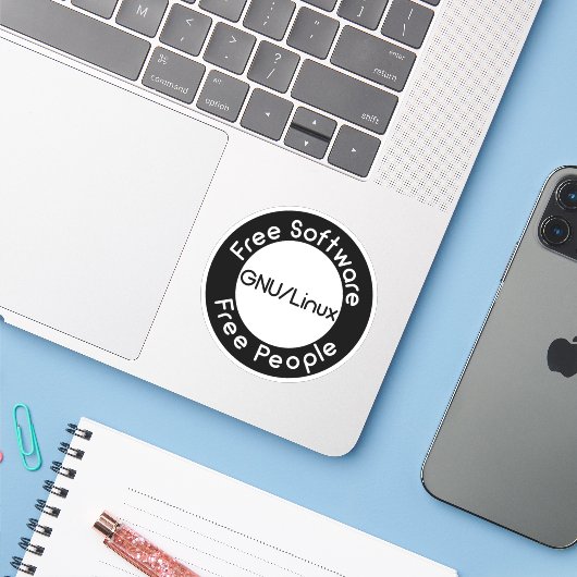 Sticker GNU/Linux (Ordinateur portable avec iPhone)