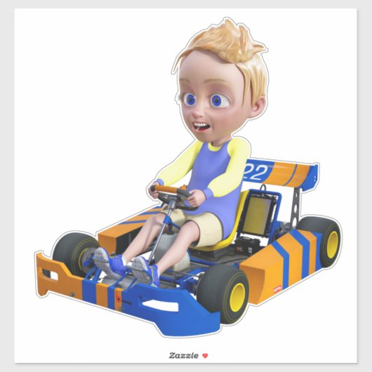 Sticker Go-Kart Boy (Feuille)