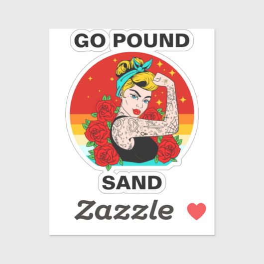 Sticker Go Pound Sand - Maman Flexing Bras Tatoué (Feuille)