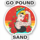Sticker Go Pound Sand - Maman Flexing Bras Tatoué (Recto)