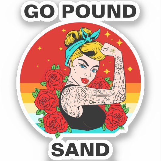 Sticker Go Pound Sand - Maman Flexing Bras Tatoué (Recto)
