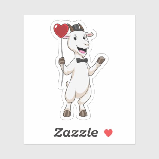 Sticker Goat as Groom avec Heart Balloon (Feuille)