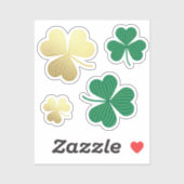 Sticker Gold and Green Shamrock Bonne St Patrick's Day (Feuille)
