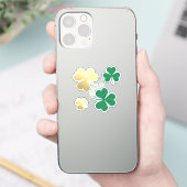 Sticker Gold and Green Shamrock Bonne St Patrick's Day (Téléphone)