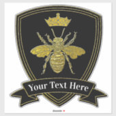 Sticker Gold Bee Crown Votre Texte (Feuille)