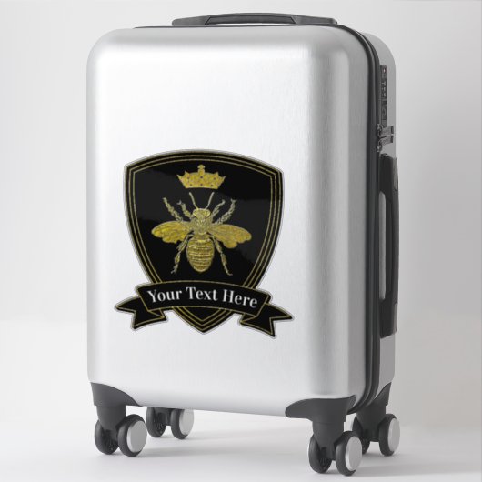 Sticker Gold Bee Crown Votre Texte (Sur valise)