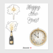Sticker Gold Black New Year's Eve Day Celebration (Feuille)