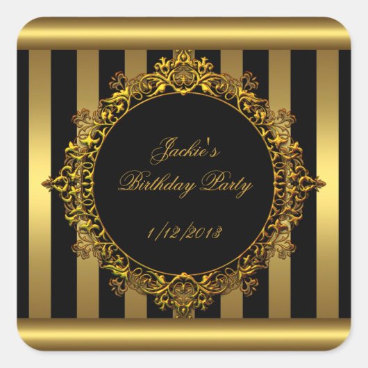 Sticker Gold Black Stripe fête d'anniversaire (Devant)