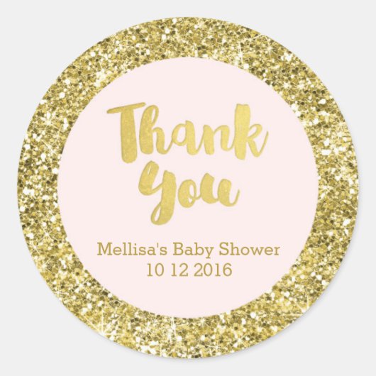 Sticker Gold Blush Baby shower Merci Favoriser (Devant)