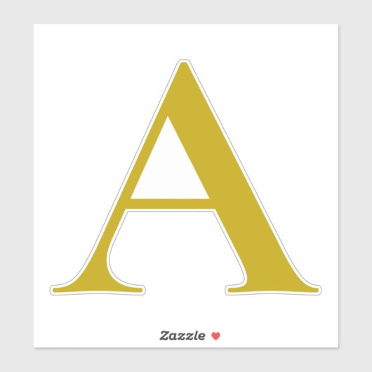 Sticker Gold Color Custom Monogram Initial Transparent (Feuille)